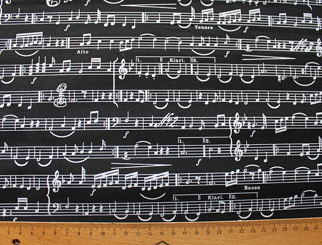 Noten Musik Violinschlüssel Patchworkstoff