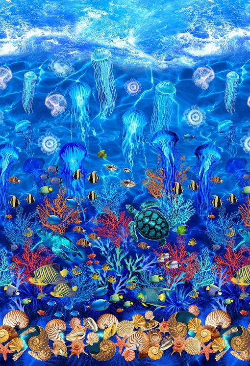 Unter Wasser Panel Meer maritim Patchworkstoff