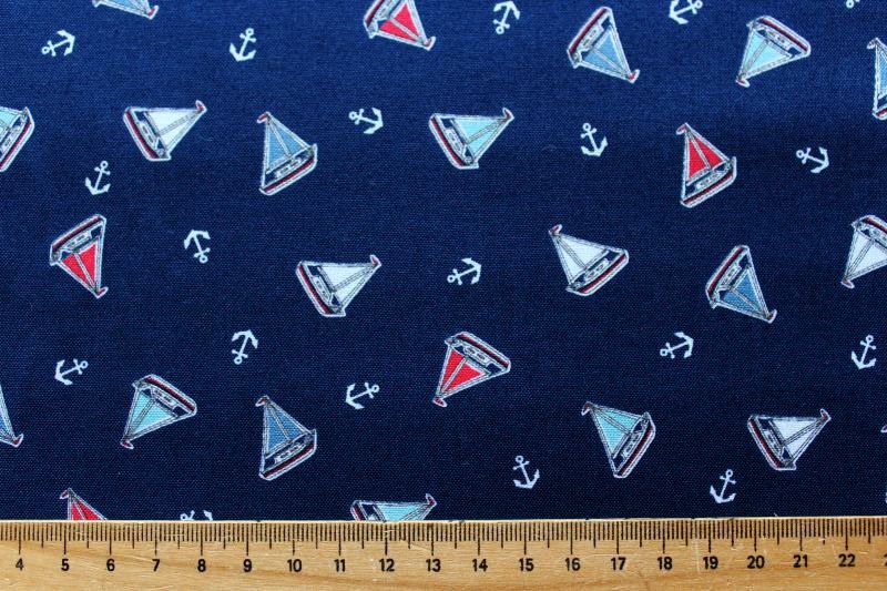 Segelboote Anker maritim Patchworkstoff