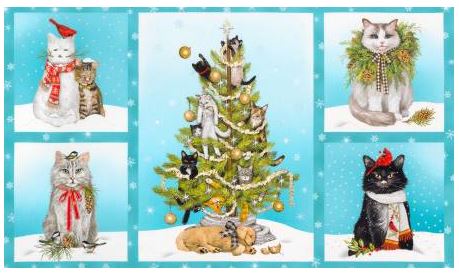 Katze Katzen Weihnachten Panel Baumwollstoff