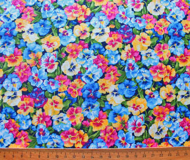 Stiefmütterchen Frühjahr bunt Patchworkstoff