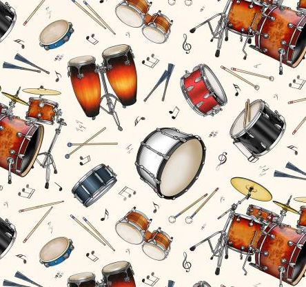 Schlagzeug Jazz Musik Patchworkstoff