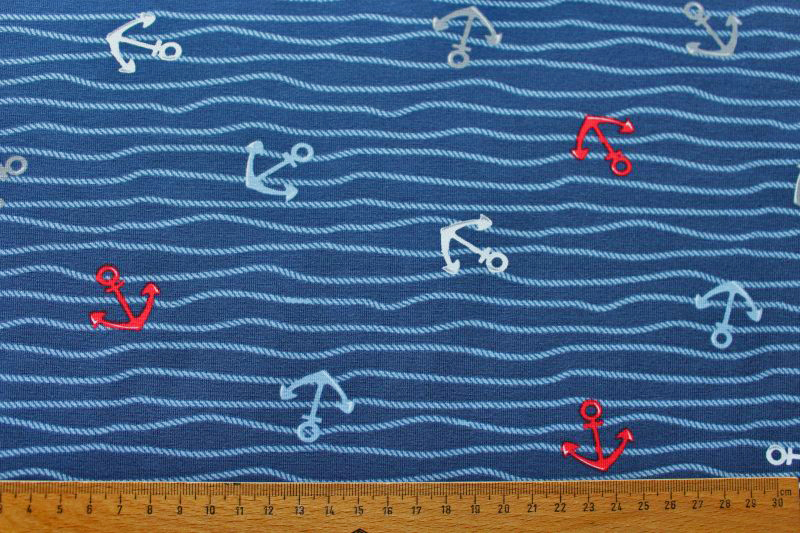 Anker Streifen maritim Jerseystoff