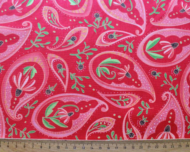 Paisey rot pink Blüten Patchworkstoff
