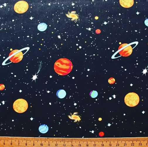 Weltall Planeten Raumfahrt Patchworkstoff