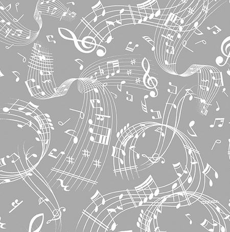 Musik Noten grau weiß Patchworkstoff