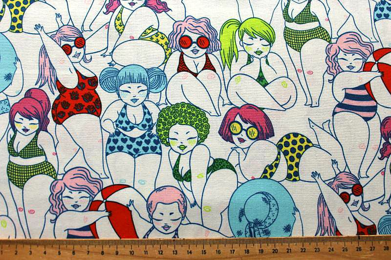 Badedamen Strand Patchworkstoff