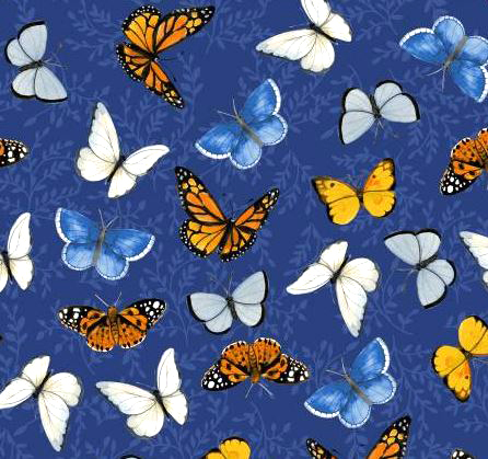 Schmetterlinge blau Patchworkstoff