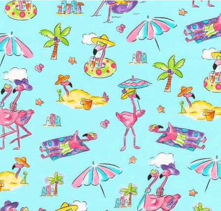 Flamingo Badeurlaub Urlaub Patchworkstoff