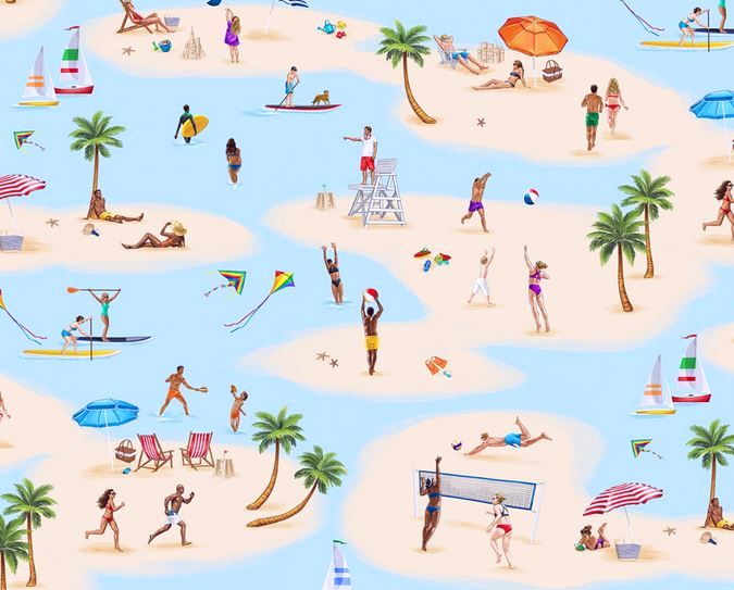 Volleyball Strand Wassersport Patchworkstoff