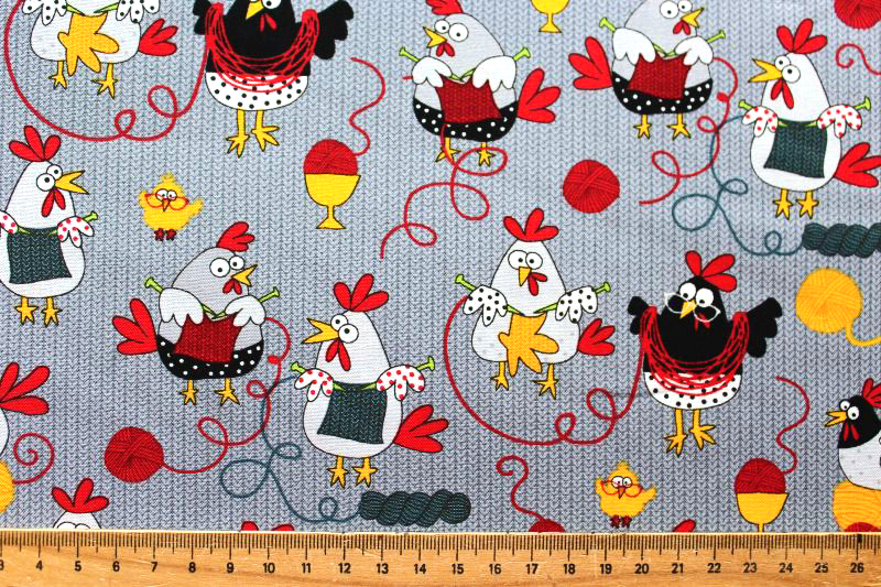 Stricken Hühner Patchworkstoff