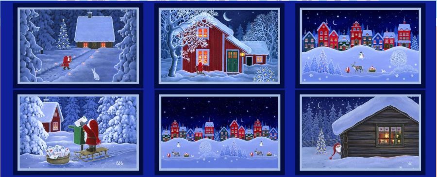 Wichtel Gnom Tischsets Panel Weihnachten Baumwollstoff