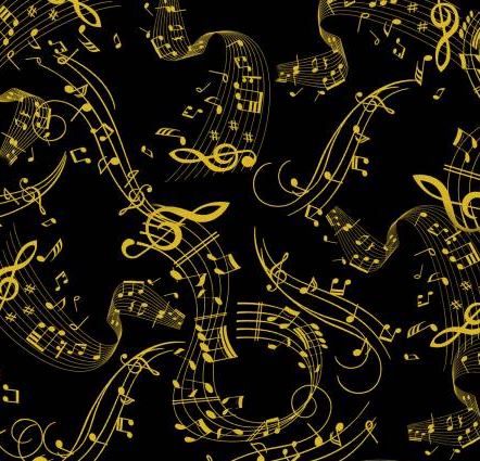 Musik gold schwarz Patchworkstoff