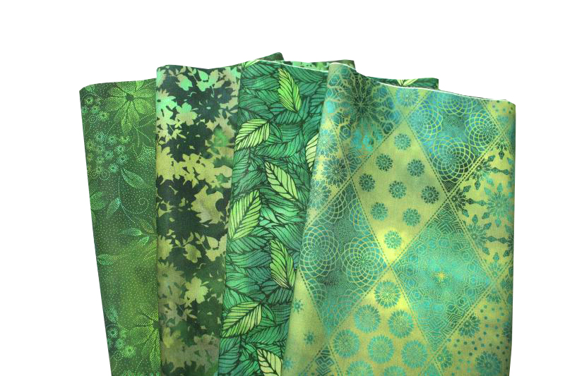 Ornamente Blüten grün Patchworkstoff Stoffpaket