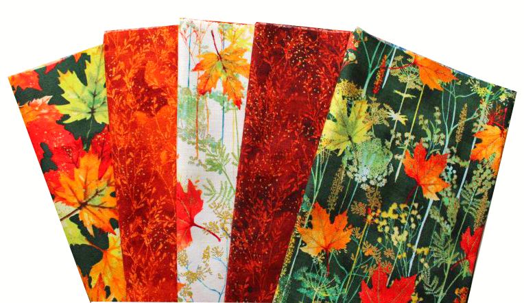 Herbst Herbstfarben gold Blätter Patchworkstoff Stoffpaket