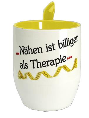 Mug Tasse Nähen Therapie gelb