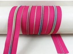 Endlosreißverschluss pink Regenbogen metallisiert