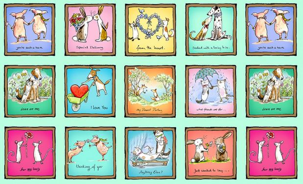 Kindermotive Kinderspiel türkis Patchworkstoff Panel