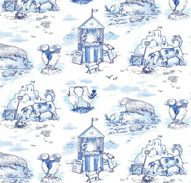 Strand blau maritim Patchworkstoff