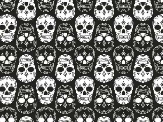 Skull Totenköpfe in Reihe Patchworkstoff
