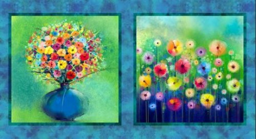 Frühling Blumenstrauß Panel Patchworkstoff