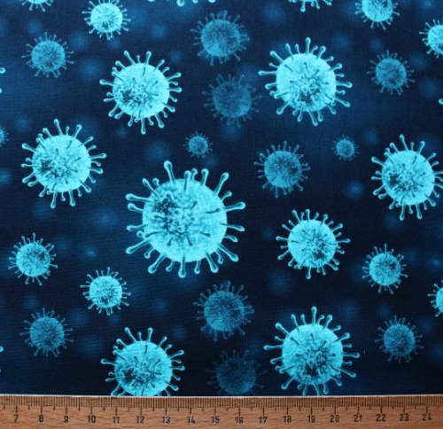 Virus Erreger türkis blau Baumwollstoff