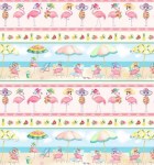 Flamingo Flamingos Sonnenhut Bordüre Cocktail Patchworkstoff