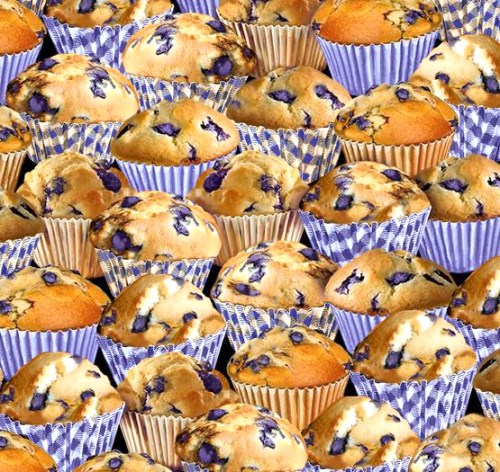 Muffins Blaubeeren Kuchen Patchworkstoff