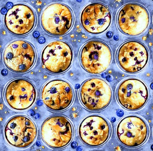 Muffins Blaubeeren Kuchen Patchworkstoff
