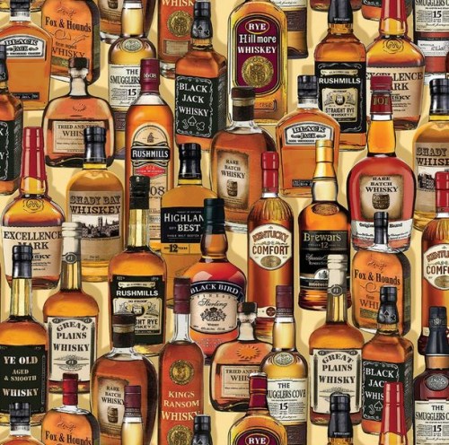 Whiskey Flasche Drink Patchworkstoff