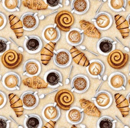 Kaffee Kaffeebohnen Kaffeebecher Patchworkstoff