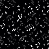 Musik Noten schwarz weiß Patchworkstoff