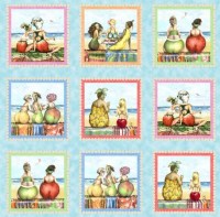 Fruit Ladies Strand Panel Patchworkstoff