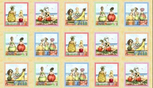 Fruit Ladies Strand Panel Patchworkstoff