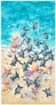 Strand Schildkröte Muscheln Wasser Patchworkstoff Panel