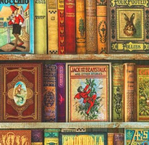 Bücher Bücherregal Patchworkstoff
