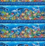 Korallen Meer maritim Bordüre Patchworkstoff