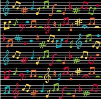 Notenlinie Notenschlüssel Musik schwarz Patchworkstoff
