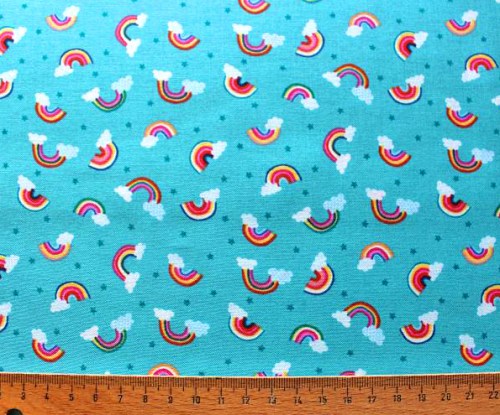 Regenbogen türkis Baumwollstoff Patchworkstoff