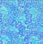 Blätter lila türkis blau Batik Patchworkstoff