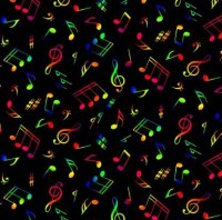 Musik bunt schwarz Noten klein Patchworkstoff
