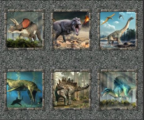 Dino Dinosaurier Panel Patchworkstoff
