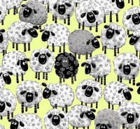 Schafe grün grau Baumwollstoff