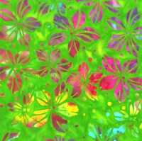 Blumen Blüten grün gelb blau violett Batik Patchworkstoff