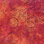 Kreise Ornamente rot gelb Batik Patchworkstoff