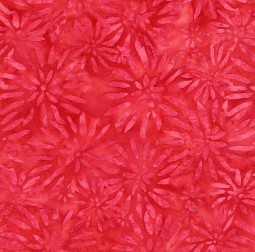 Blätter Blüten rot pink Blumen Batik Patchworkstoff