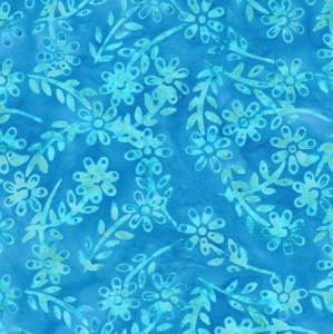 Blätter Blüten blau grün Blumen Batik Patchworkstoff