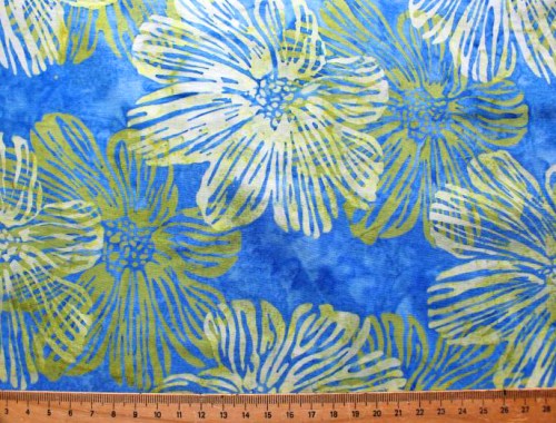 Blüten Batik grün blau Patchworkstoff