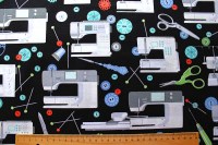 Nähmaschine Knöpfe schwarz Patchworkstoff