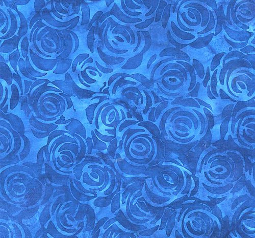 Rosen blau Batik Patchworkstoff
